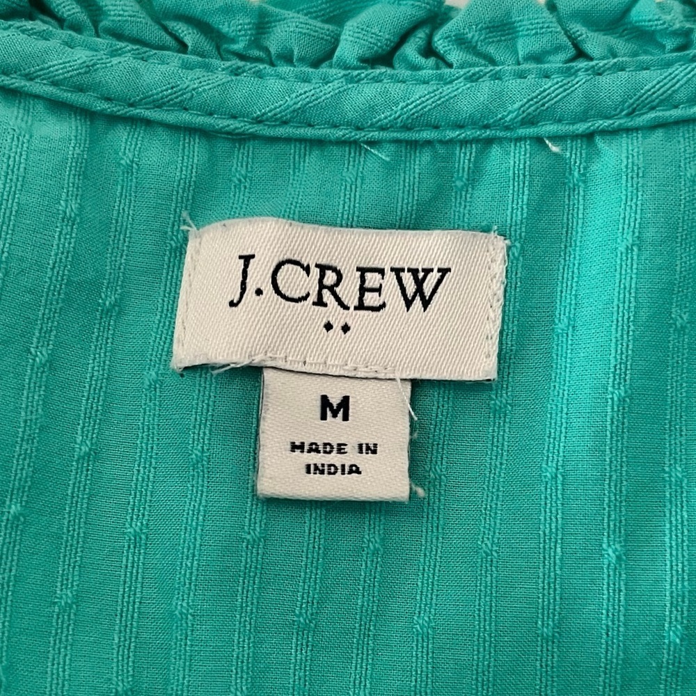J. Crew Turquoise Ruffle Sleeve Blouse - Picture 6 of 8